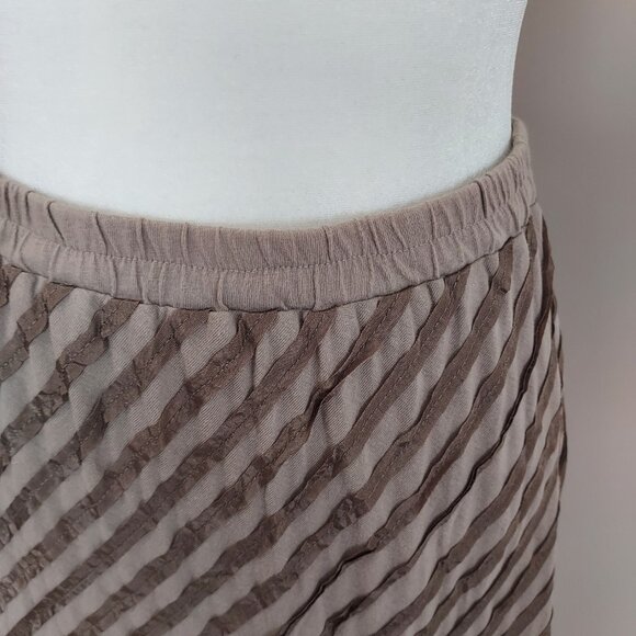 Soft Surroundings Diagonal Ribbon Pattern Tan Maxi Pull-On Skirt Size Large - Picture 2 of 6
